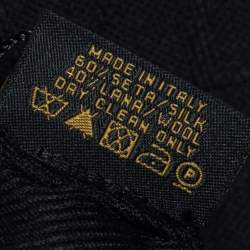 Pre Owned Bvlgari Black Logo Jacquard Star Printed Silk & Wool Scarf