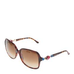 Bvlgari Dark Havana Jeweled/Brown Gradient 8069 B Oversized Sunglasses