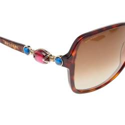 Bvlgari Dark Havana Jeweled/Brown Gradient 8069 B Oversized Sunglasses