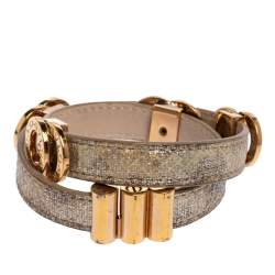 Bvlgari Metallic Karung Leather Double Coiled Bracelet