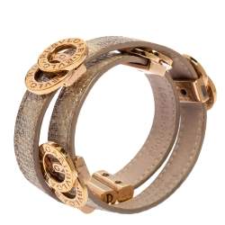 Bvlgari Metallic Karung Leather Double Coiled Bracelet