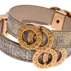 Bvlgari Metallic Karung Leather Double Coiled Bracelet