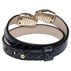 Bvlgari Serpenti Forever Navy Blue Python Leather Double Coiled Bracelet