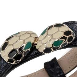 Bvlgari Serpenti Forever Navy Blue Python Leather Double Coiled Bracelet