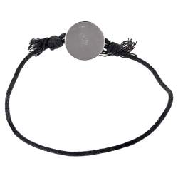 Pre Owned Bvlgari Logo Black Enamel Silver Adjustable Cord Bracelet