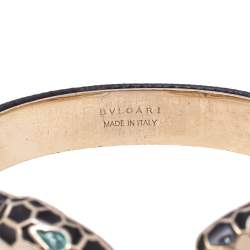 Pre Owned Bvlgari Serpenti Forever Black Leather Cuff Bracelet
