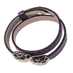Bvlgari Serpenti Forever Purple Leather Double Coiled Bracelet