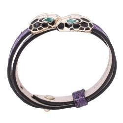 Bvlgari Serpenti Forever Purple Leather Double Coiled Bracelet