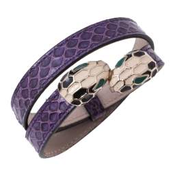 Bvlgari Serpenti Forever Purple Leather Double Coiled Bracelet