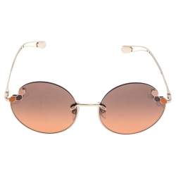 Pre Owned Bvlgari Gold Tone/ Bicolor Gradient BV 6124 Serpenti Round Sunglasses