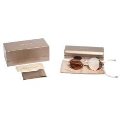 Pre Owned Bvlgari Gold Tone/ Bicolor Gradient BV 6124 Serpenti Round Sunglasses
