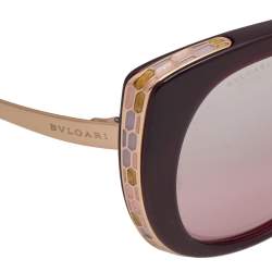 Pre Owned Bvlgari Burgundy/ Rose Gradient Mirror Serpenti Cat Eye Sunglasses