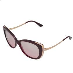 Pre Owned Bvlgari Burgundy/ Rose Gradient Mirror Serpenti Cat Eye Sunglasses