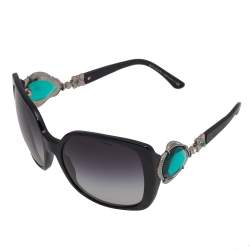 Bvlgari Black/ Grey Gradient 8081-B Crystal Oversized Square Sunglasses