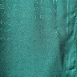 Pre Owned Bvlgari Green Logomania Silk Wool Stole