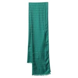 Louis Vuitton Monogram Shawl Silk Wool Emerald Green