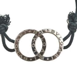 Bvlgari Fortuna Interlocking Circles Silver Black Cord Bracelet