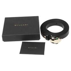 Pre Owned Bvlgari Black Leather Double Wrap Serpenti Belt 95 CM