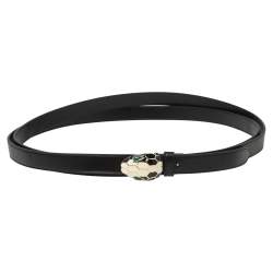 Pre Owned Bvlgari Black Leather Double Wrap Serpenti Belt 95 CM