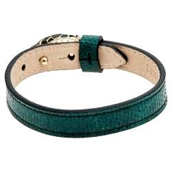 Bvlgari Serpenti Forever Malachite Karung Leather Enamel Gold Plated Bracelet