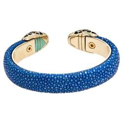 Bvlgari Serpenti Forever Blue Galuchat Leather Cuff Bracelet