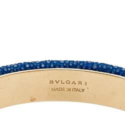 Bvlgari Serpenti Forever Blue Galuchat Leather Cuff Bracelet