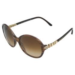 Pre Owned Bvlgari Brown Havana/ Brown Gradient  8140-B Crystal Serpenti Oval Sunglasses