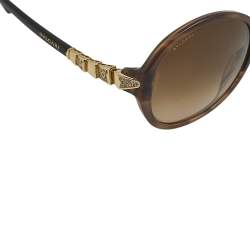 Pre Owned Bvlgari Brown Havana/ Brown Gradient  8140-B Crystal Serpenti Oval Sunglasses