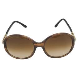 Pre Owned Bvlgari Brown Havana/ Brown Gradient  8140-B Crystal Serpenti Oval Sunglasses