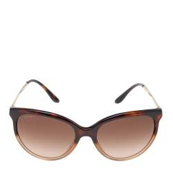 Pre Owned Bvlgari Havana/Gold BV 8161-B Cat Eye Gradient Sunglasses