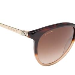 Pre Owned Bvlgari Havana/Gold BV 8161-B Cat Eye Gradient Sunglasses