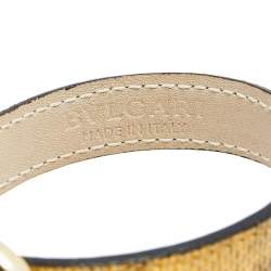 Pre Owned Bvlgari Coin Monete Leather Gold Tone Metal Wrap Bracelet