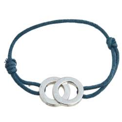 Bvlgari Silver and Blue Adjustable Cord Bracelet