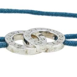 Bvlgari Silver and Blue Adjustable Cord Bracelet