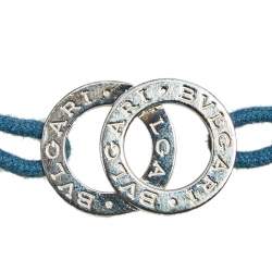 Bvlgari Silver and Blue Adjustable Cord Bracelet