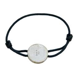 Bvlgari Sterling Silver Black Signature Disc Adjustable Cord Bracelet