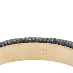 Bvlgari Blue Galuchat Leather Serpenti Forever Open Cuff Bracelet