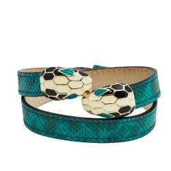 Bvlgari Serpenti Forever Green Snakeskin Double Wrap Bracelet