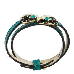 Bvlgari Serpenti Forever Green Snakeskin Double Wrap Bracelet