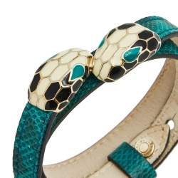 Bvlgari Serpenti Forever Green Snakeskin Double Wrap Bracelet