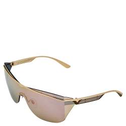 Pre Owned Bvlgari Pale Gold/ Rose Gold Mirrored 6139 Rectangle Sunglasses