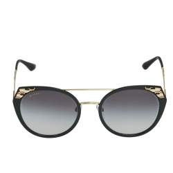 Pre Owned Bvlgari Matte Black/ Grey Gradient 6095 Cat Eye Sunglasses