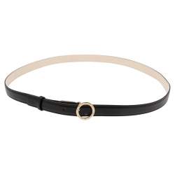 Bvlgari Black Leather Ring Buckle Slim Belt 110CM