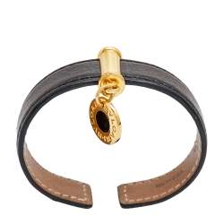 Bvlgari Bvlgari Gold Plated Tag Leather Cuff Bracelet