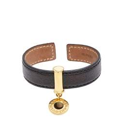 Bvlgari Bvlgari Gold Plated Tag Leather Cuff Bracelet