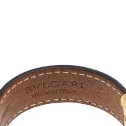 Bvlgari Bvlgari Gold Plated Tag Leather Cuff Bracelet