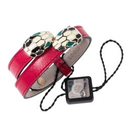 Bvlgari Serpenti Forever Pink Leather Double Wrap Bracelet 