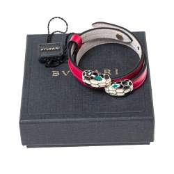 Bvlgari Serpenti Forever Pink Leather Double Wrap Bracelet 