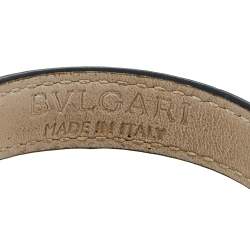 Bvlgari Divas' Dream Enamel Leather Gold Tone Metal Cuff Bracelet 