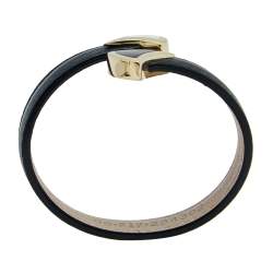 Bvlgari Divas' Dream Enamel Leather Gold Tone Metal Cuff Bracelet 
